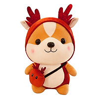 Thú Bông Chó Shiba Hóa Trang Tuần Lộc Đỏ Ngộ Nghĩnh 25cm