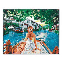 Tranh sơn dầu số hoá tự tô đã căng khung nắm tay em