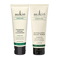 Bộ đôi làm sạch & loại bỏ tế bào chết Sukin (Sữa rửa mặt tạo bọt Sukin Foaming Facial Cleanser 50ml + Kem tẩy tế bào chết dành cho da mặt Sukin Revitalising Facial Scrub 50ml)