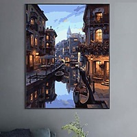 Tranh sơn dầu số hóa - tranh tô màu theo số- khung gỗ 40x50 Mẫu 1