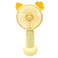 Quạt Mini Cầm Tay Cao Cấp Tiện Dụng 2 Tốc Độ Gió, Kèm Đế Tròn Để Bàn, Có Đèn Led Và Usb Cắm Sạc Hình Tai Mèo Có Nơ