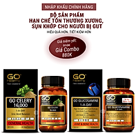 Bộ sản phẩm nhập khẩu chính hãng giúp hạn chế tổn thương xương sụn khớp cho người bị gut: Viên gout New Zealand GO CELERY 16000mg và viên uống bổ xương khớp New Zealand GO GLUCOSAMINE 1-A-DAY 1500mg