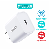 Adapter Củ Sạc CHOETECH PD 20W Chuyên Sạc Nhanh iPhone, iPhone 12 PD5005 - Hàng Chính Hãng