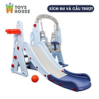 Xích đu kèm khung bóng rổ và cầu trượt, đồ chơi vận động cho bé Toys house WM19020, hàng chính hãng cao cấp