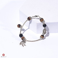 Vòng tay Trừ Tà đá Mắt Hổ Vàng tự nhiêm 100% phối charm bạc Thái cao cấp 92.5% mang tới tài lộc, bình an, hợp mệnh Thổ, Kim | VietGemstones