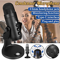Professional USB Condenser Microphone Mic Kit 66db Noise Reduction Type-C &3.5mm Interface For Recording Studio PC Game Chat