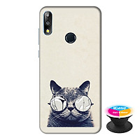 Ốp lưng điện thoại Asus Zenfone Max Pro M2 hình Mèo Con Đeo Kính Mẫu 1 tặng kèm giá đỡ điện thoại iCase xinh xắn - Hàng chính hãng