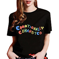 Fashion Women T-Shirt Short Sleeves O Neck Letters Print Emotionally Exhausted Plus Size Cotton Cool Tees Casual Tops