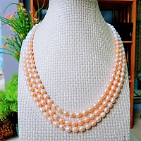 Vòng Cổ Ngọc Trai Nước Ngọt Thiên Nhiên Cao Cấp - Chuỗi 3 Hàng Xoài - Trang Sức Cô Tấm - VIGO PEARL (7-8ly) - Trắng Cam - CTJ4111