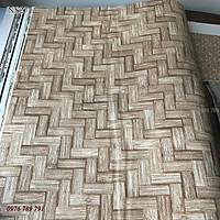 Giấy Dán Tường Giả Tre Gỗ Họa Tiết Zic Zắc NT Lụa Không Keo Khổ 1.06 x 15.6m