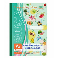 Sổ may dán gáy A4 - 420 trang; Klong 976 xanh lá
