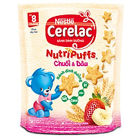 Bánh Ăn Dặm Nestlé CERELAC Nutripuffs Vị Chuối Dâu - Gói 50g