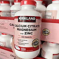 Canxi Cho Người Lớn Kirkland Signature Calcium Citrate Magnesium And ZinC Chứa Thêm: Mange, Kẽm, Vitamin D, Vitamin B6 Giúp Xương Chắc Khỏe Và Giảm Đâu Nhức, Tăng Miễn Dịch, Ngủ Ngon - Chai 500 Viên