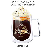 Cốc ly uống cà phê bằng thủy tinh loại 2 lớp, chuyên dùng uống cà phê, uống trà đa năng giữ nhiệt rất tốt