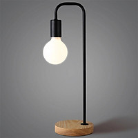 Creative Bedside Dormitory Reading Table Lamp Iron Design Wood Base Stand Simple Decoration Home Desk Night Lamp