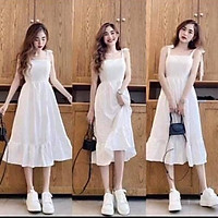 Váy Đầm Nữ Xinh 2 Dây Màu Trắng