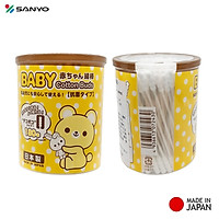 Combo 02 Hộp tăm bông ngoáy tai in hoạt hình ngộ nghĩnh cho bé Sanyo - Made in Japan