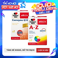 Bộ đôi bổ sung vitamin và khoáng chất tăng đề kháng và sức khỏe tim mạch Doppelherz A-Z Depot + Coenzyme Q10 (02 hộp 30 viên)
