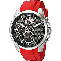 Tommy Hilfiger Men's Cool Sport Stainless Steel Quartz Watch with Silicone Strap, Red, 22 (Model: 1791351)