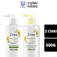 Combo Kem Xả Dầu Gội Dove Nhật Cho Tóc Hư Tổn Chiết Xuất Bơ & Dầu Argan Nuôi Dưỡng, Phục Hồi & Ngăn Ngừa Gãy Rụng 500G