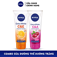 Combo Sữa Dưỡng Thể Dưỡng Trắng NIVEA EXTRA WHITE C & E VITAMIN -180ml - 84374 & Extra White C & A Vitamin - 180ml - 80372