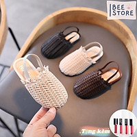 ️Tặng Mẹ 1 Son HQ️ Dép Sandal Da Pu Mềm Giả Cói Hàng VNXK Siêu Đẹp Cho Bé Gái - Chống Trơn Trượt An Toàn Cho Bé