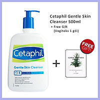 Sữa Rửa Mặt Cetaphil Gentle Skin Cleanser 500ml phù hợp da dầu và nhạy cảm + Tẩy Tế Bào Chết Mini Wonder Bath Super Vegitoks Cleanser 3ml