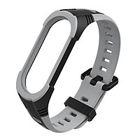 Dây đeo thay thế Mijobs cho Xiaomi Miband 5 - Miband 3 - Miband 4 , khóa gài kim kiểu dán thể thao viền màu 4 gốc dày chống sốc - Hàng Nhập Khẩu
