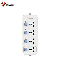 Ổ Cắm Điện Gongniu 4 Ổ Đa Năng 4 Công Tắc – Công Suất 10A/250/2500W – Trắng – Chính Hãng (N3040)