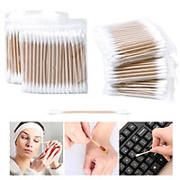 100pc Cotton Swabs Wooden Handle Double Tipped with Finest Quality Cotton Heads Multipurpose Safe Highly Absorbent Cotton-Tipped