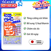 Viên uống Vitamin tổng hợp DHC Nhật Bản Multil Vitamins bổ sung 12 vitamin thiết yếu hàng ngày thực phẩm chức năng nâng cao sức khỏe, làm đẹp da gói 30ngày JN-DHC-MUL30