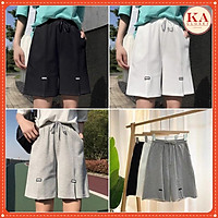 Quần đùi xẻ logo KA Closet 3 màu Đen, Tàn, Trắng from rộng dài unisex nam nữ mặc được