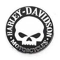 Sticker hình dán metal Đầu Lâu Harley Davidson Hình Tròn