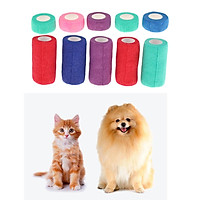 10Pcs Dog Cat Puppy Non Woven Vet Wound Cohesive Bandage Wrap Tape S/L