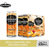 Lốc 6 lon nước táo lên men Strongbow Vị Đào 330ml/lon