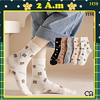 Tất Vớ Cổ Cao Nữ Hoạ Tiết Gấu Nhiều Màu Dễ Thương Thời Trang Unisex Hàn Quốc
