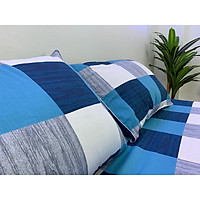 Drap Giường Ga Giường May Từ Vải Cotton Thắng Lợi Mẫu Mới Mát Mềm Mịn Đẹp Vượt Thời Gian - Mẫu Caro Xanh Da Trời
