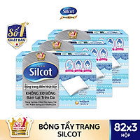 Bộ 3 Hộp Silcot Bông Trang Điểm (bông tẩy trang) Nhật Bản (82 Miếng/Hộp)