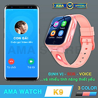 Đồng hồ Định vị Gọi Video Call 4G GPS Nhỏ gọn Pin Trâu Chống nước Model AMA Watch K9 Thông minh | Màu Đen, Hồng, Xanh Hàng nhập khẩu