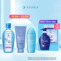 Bộ sản phẩm Senka làm sạch và chống nắng dành cho mọi loại da (Tẩy trang Senka White 230ml + Sữa Rửa Mặt Senka Whip 120g + Gel chống nắng Senka UV Gel 80ml)