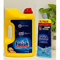 Combo nước làm bóng bát finish 800ml+Bột rửa bát finish 2.5kg dùng cho máy rửa bát