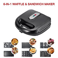 6-in-1 Waffle & Sandwich Maker Grill New Breakfast Maker Doughnut Cake Maker Compact Kitchen Dining EU Plug