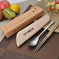 Bộ Muỗng Đũa Cơm Trưa Inox 304 Chất Lượng Cao - Hộp Nhựa Lúa Mì Thân Thiện Môi Trường