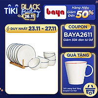 Bộ 6 Chén Bát Và 6 Đĩa Sứ Họa Tiết Retro BAYA REGATTA Chất Liệu Sứ Cao Cấp, Bề Mặt Nhẵn Mịn, Dễ Dàng Vệ Sinh 6000251