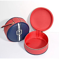 Túi mỹ phẩm Estee Lauder Navy Blue Red Round Trụ Tròn