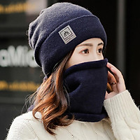 Mũ len kèm khăn lót lông thời trang nam nữ