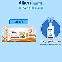 Aiken Khăn Ướt Sạch Khuẩn Chiết Xuất Bạc Hà 20 Tờ