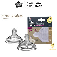 Núm ty silicon siêu mềm tự nhiên cho bé Tommee Tippee Closer to Nature Variflow từ sơ sinh (vỉ đôi)