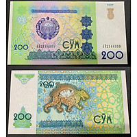 Tờ 200 Som của Uzbekistan tiền châu Á , Mới 100% UNC, sưu tầm