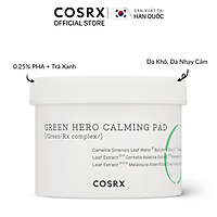 Bông Tẩy Tế Bào Chết Hoá Học Dưỡng Ẩm Và Dịu Da (0.25 % PHA + Trà Xanh) COSRX One Step Green Hero Calming Pad 70 Miếng